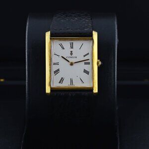 Corum Buckingham Tank Allonge Classic 57111, Silver Dial - 18kt YG on Strap